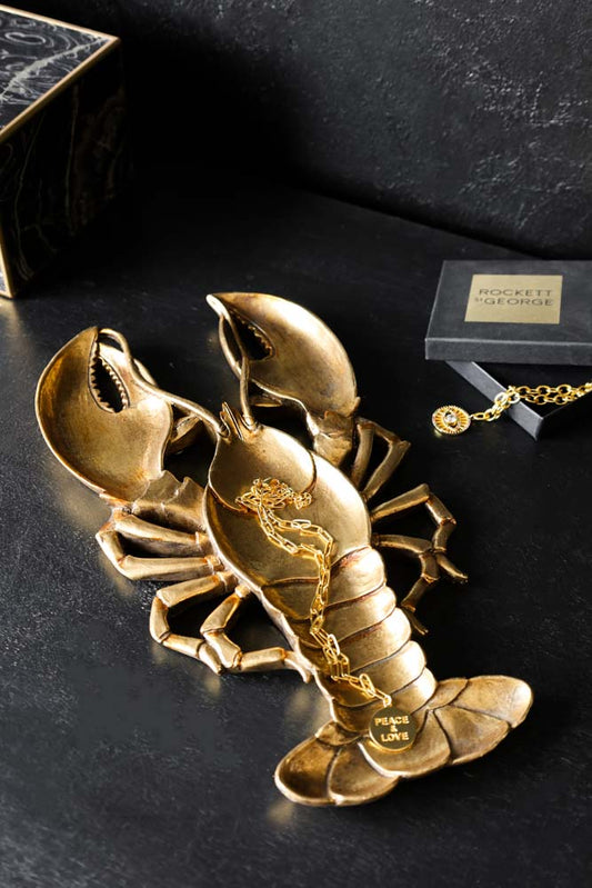 Antique Gold Lobster Trinket Tray