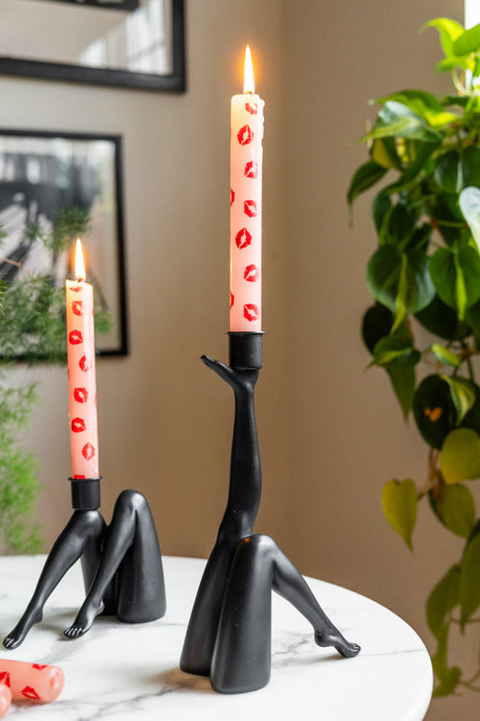 Kicking Leg Candle Holder In Black