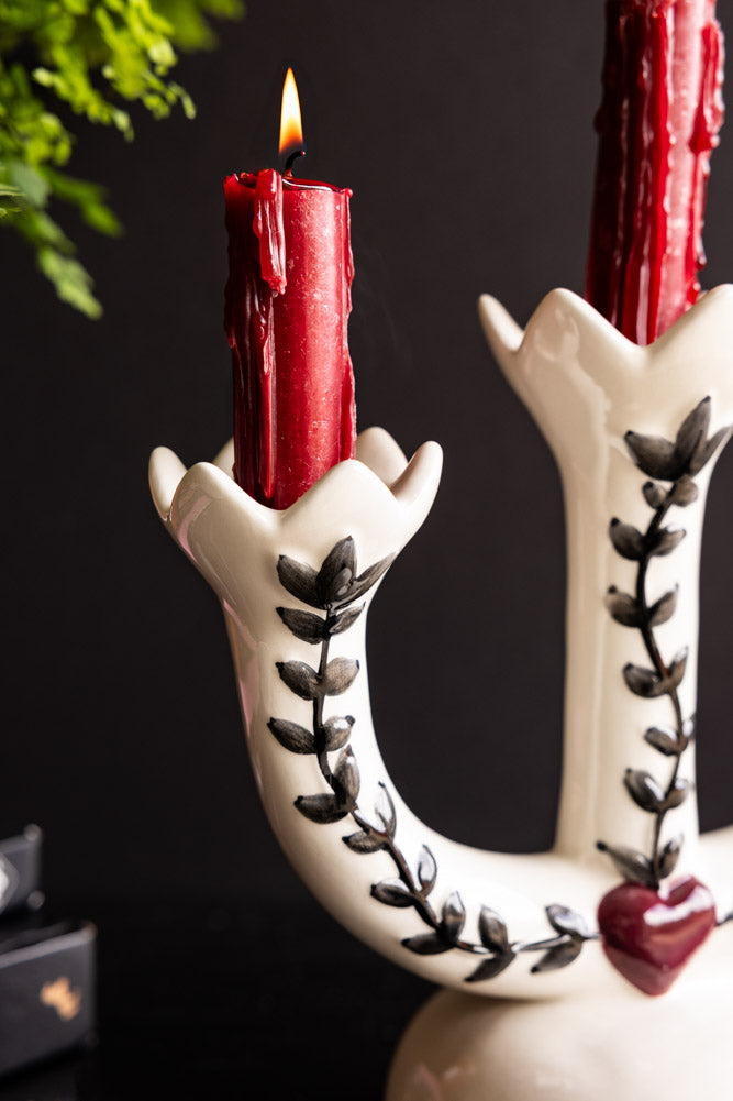 Milagro Heart Ceramic Candelabra