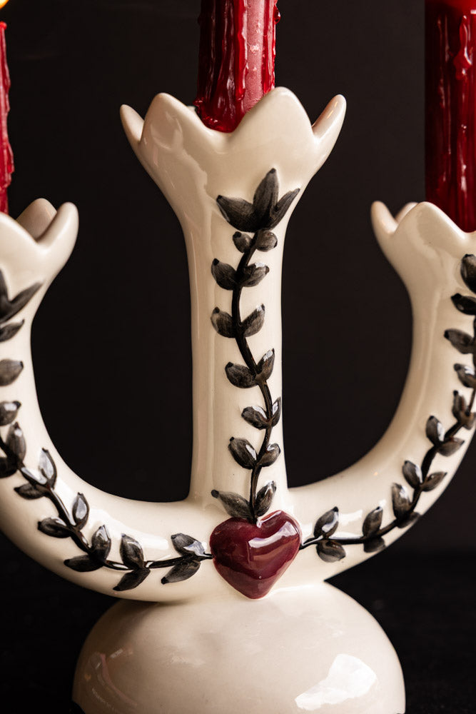 Milagro Heart Ceramic Candelabra